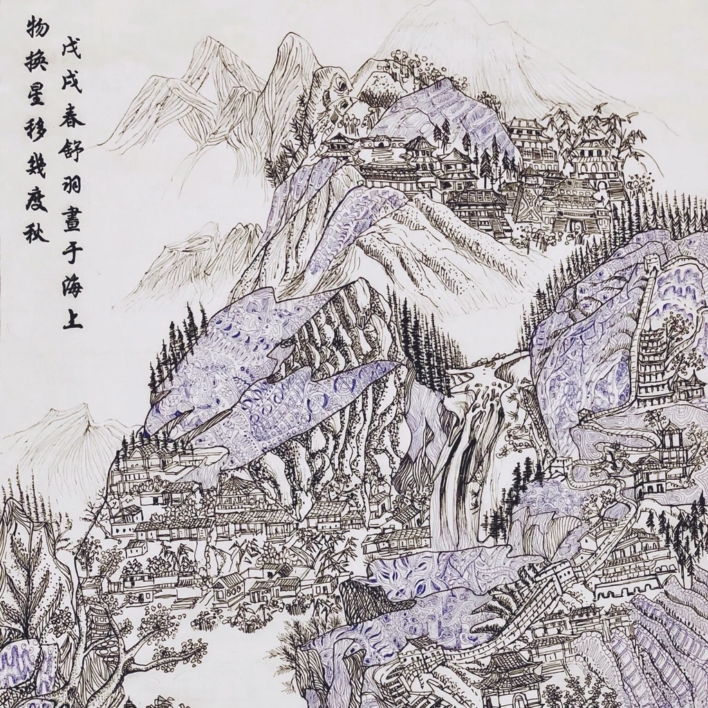 modern painting of man with glasses