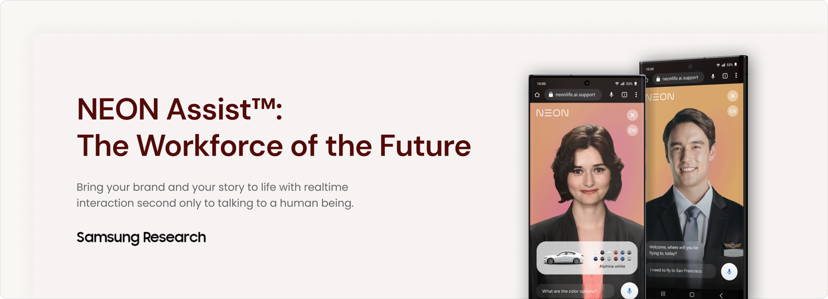 Neon Assist virtual human meal-ordering experience on mobile devices